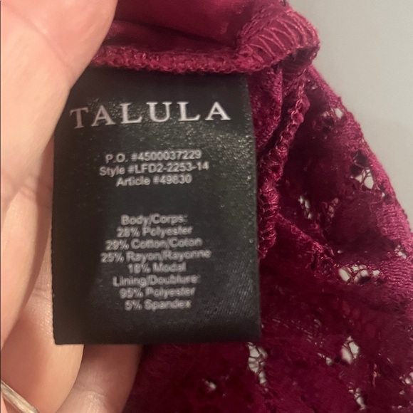 Talula Lace Peplum Blouse - Rich Burgundy Size Small - Picture 3 of 5